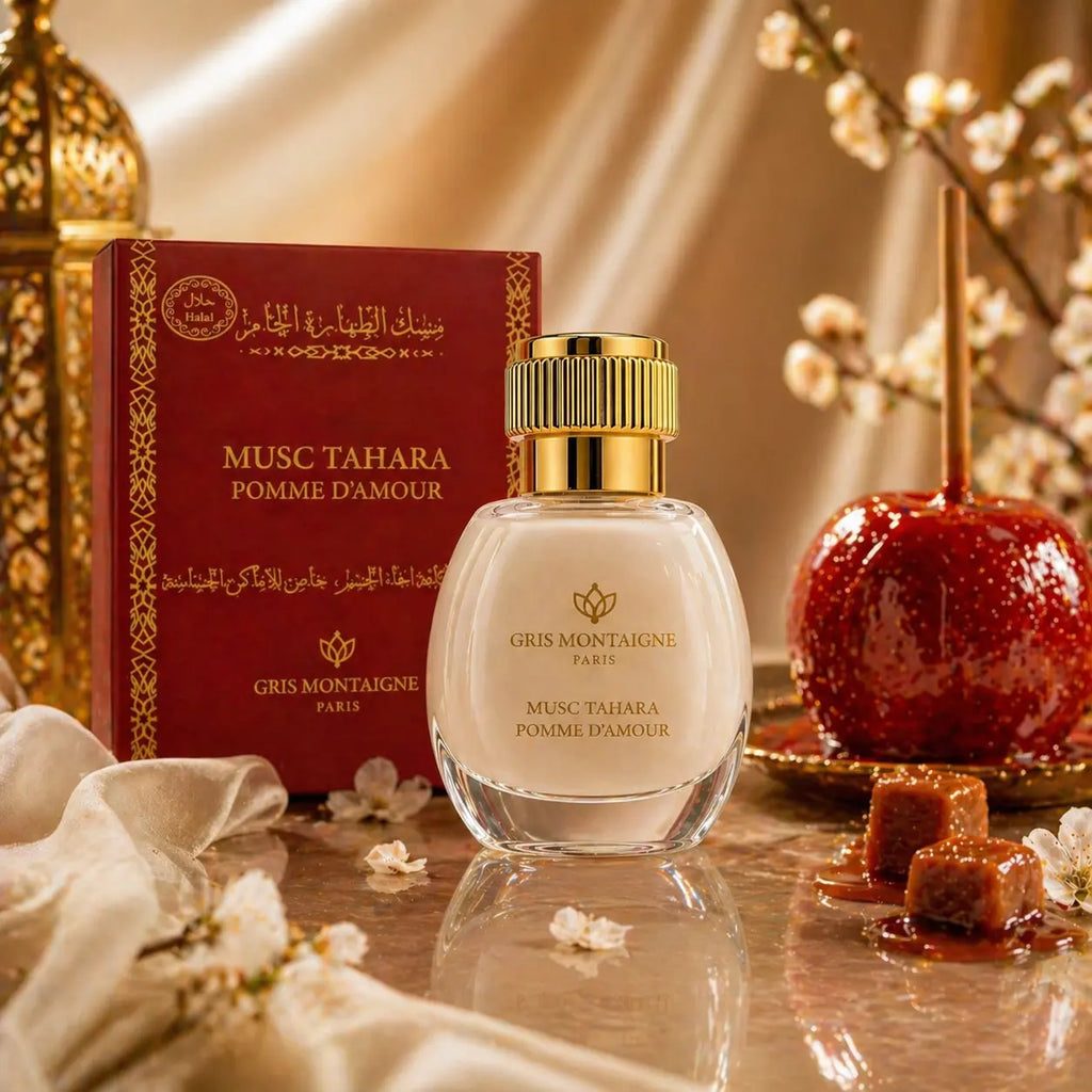 musc tahara pomme d'amour Gris Montaigne paris 12 ml image artistique du produit