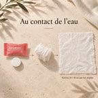 Lingette compressée se déployant au contact de l’eau, environ 24 × 18 cm