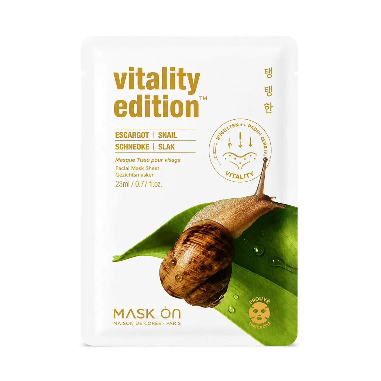 Masque Vitalité Vitality Edition – Masque tissu à l’extrait d’escargot | Mask On Paris Mask On