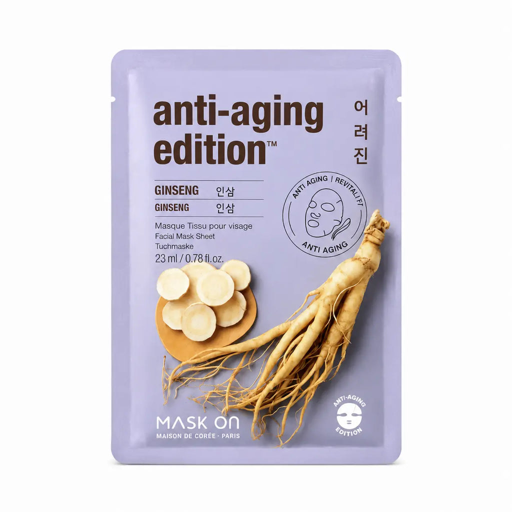 Masque anti-âge Anti-Aging Edition – Masque tissu au ginseng | Mask On Paris Mask On