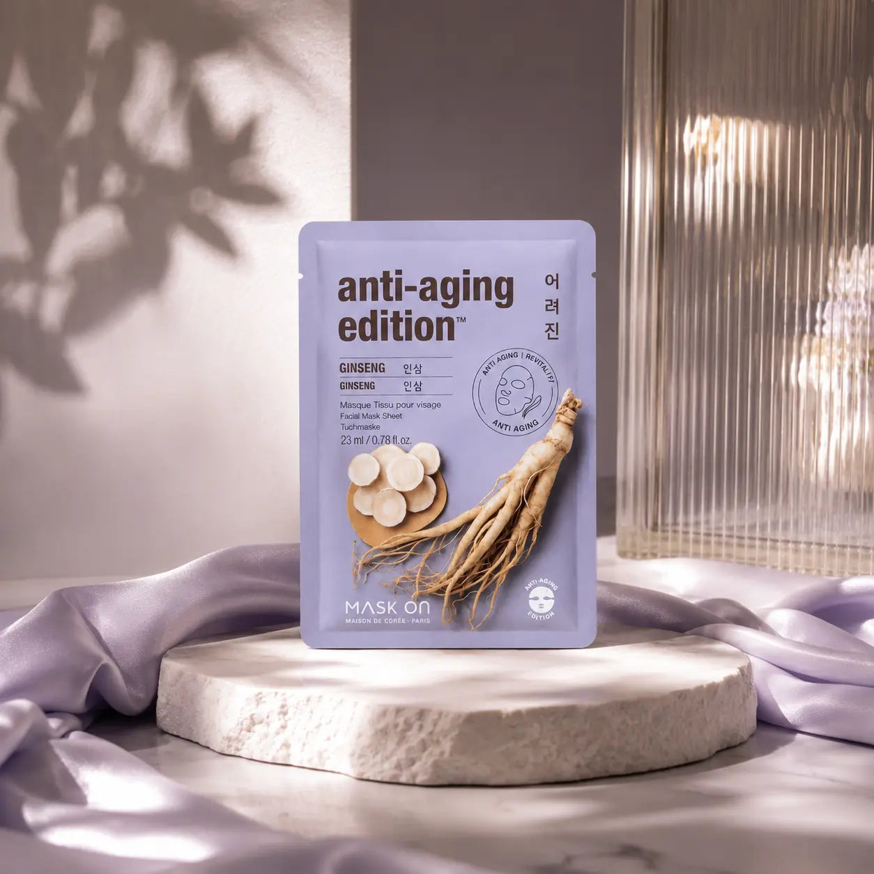 Masque anti-âge Anti-Aging Edition – Masque tissu au ginseng | Mask On Paris Mask On