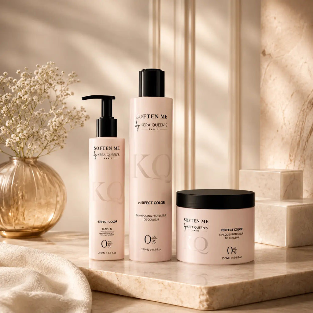 Routine cheveux colorés (Shampoing, Masque & Leave-in) Kera Queen's Perfect Color Parfum grossiste